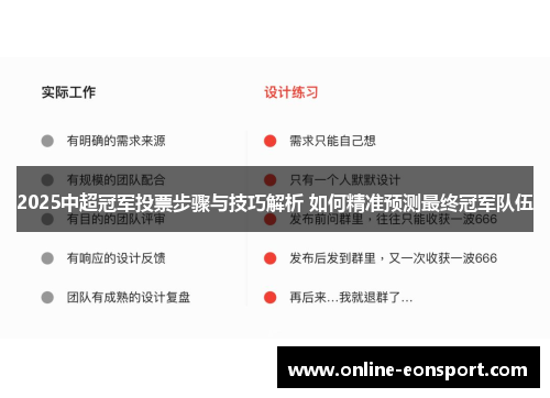 2025中超冠军投票步骤与技巧解析 如何精准预测最终冠军队伍